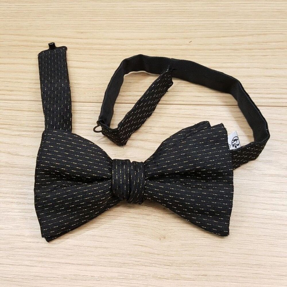 ETON Bow Tie Mens Black Gold Line Dash Pre-Tied Silk Blend Bowtie $135